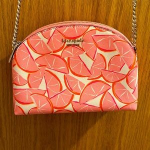 Kate Spade Crossbody Bag Pink Grapefruit Spencer Double Zip Leather Dome Vegan.